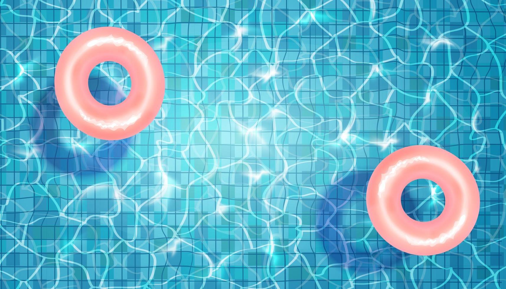 Swimming pool with blue water and circles. vector