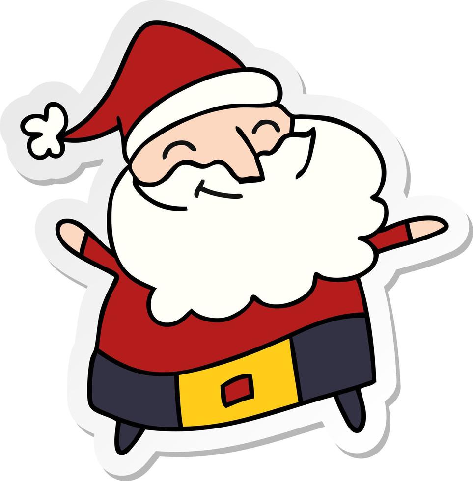 sticker cartoon of a jolly father christmas vector