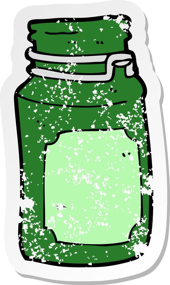 retro distressed sticker of a cartoon kitchen jar vector