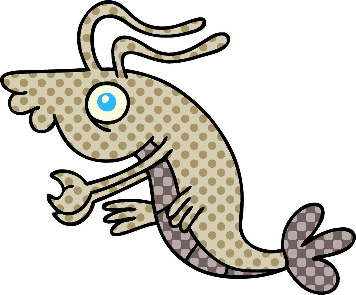 quirky comic book style cartoon crayfish vector