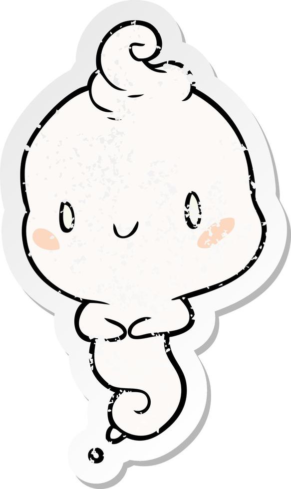 distressed sticker of a cartoon ghost vector