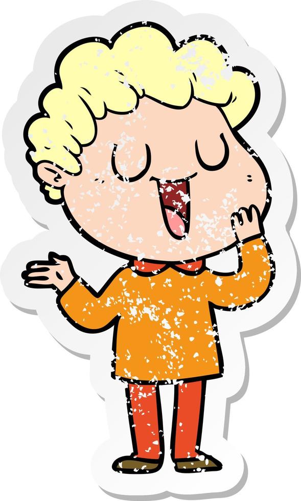 distressed sticker of a laughing cartoon man vector