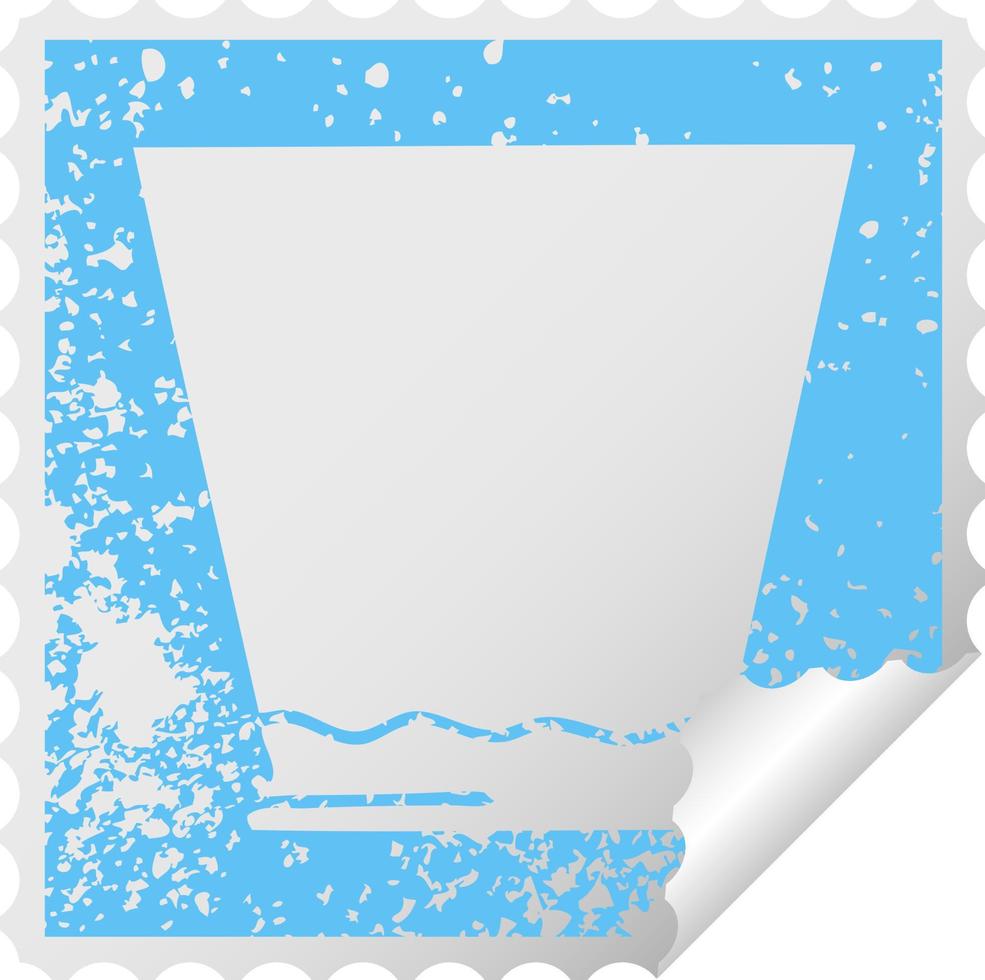 quirky distressed square peeling sticker symbol whisky tumbler vector