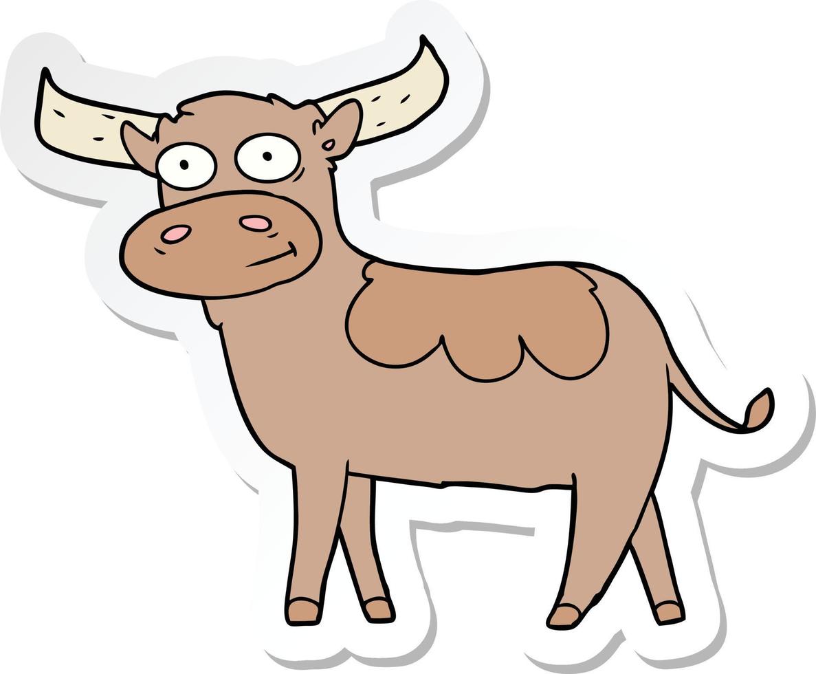 sticker of a cartoon bull vector