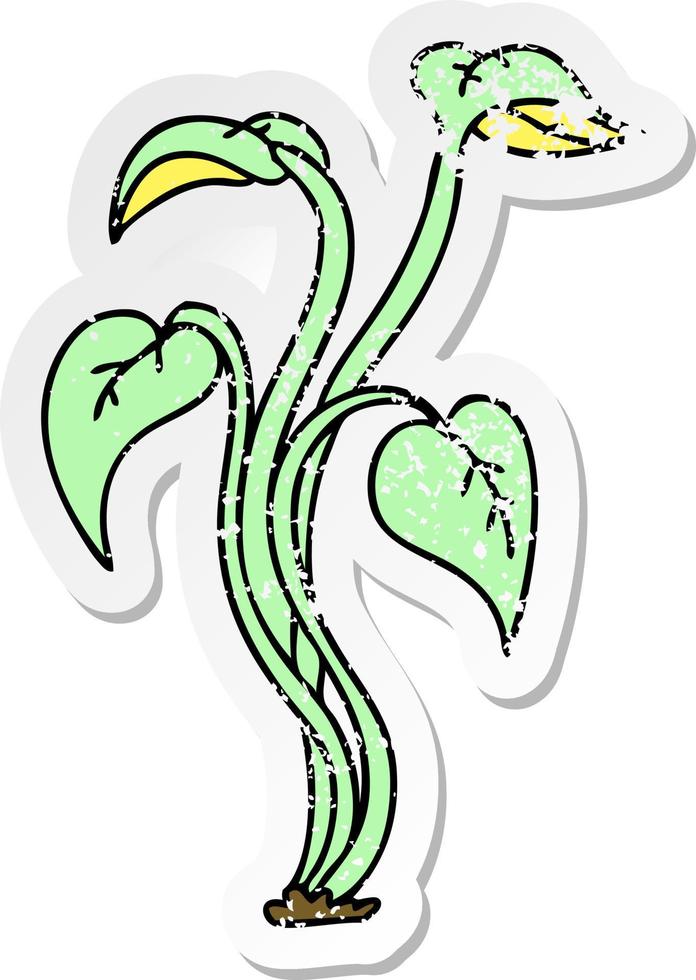 distressed sticker of a quirky hand drawn cartoon plant vector