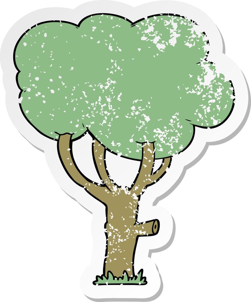 distressed sticker of a cartoon tree vector