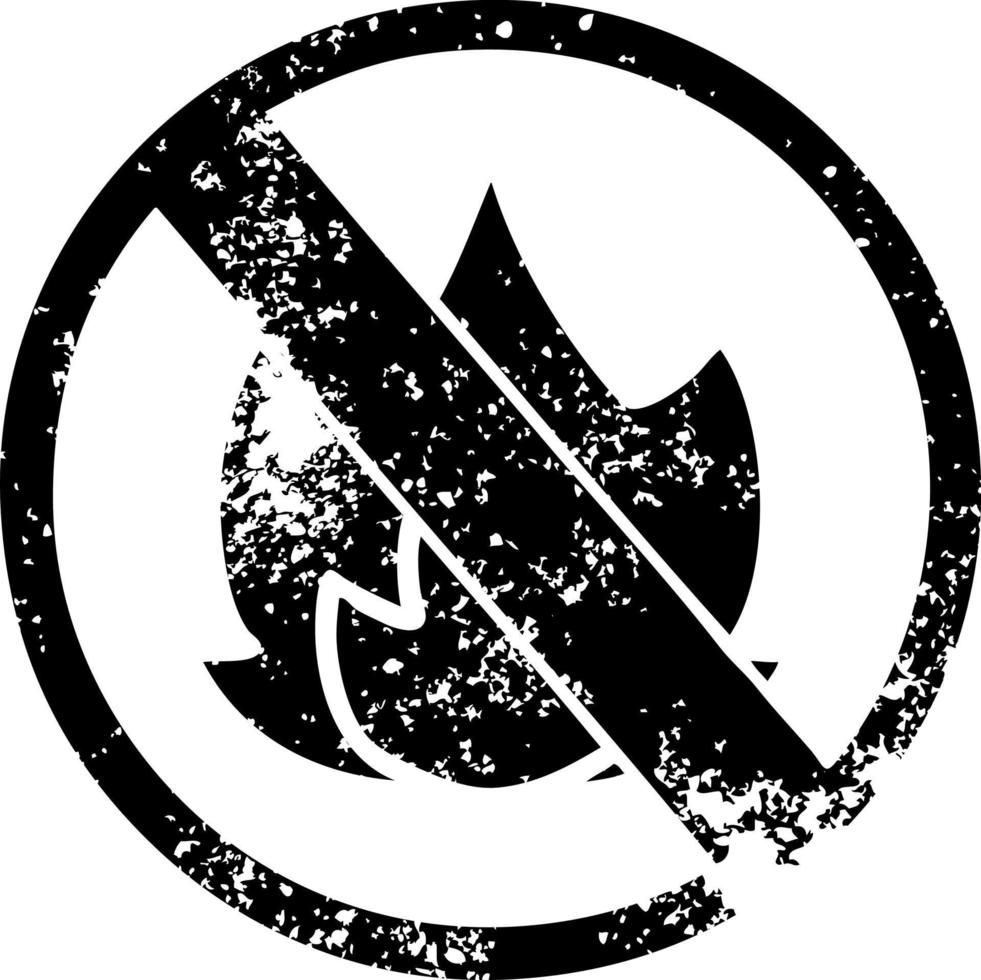 distressed symbol no fire allowed sign vector