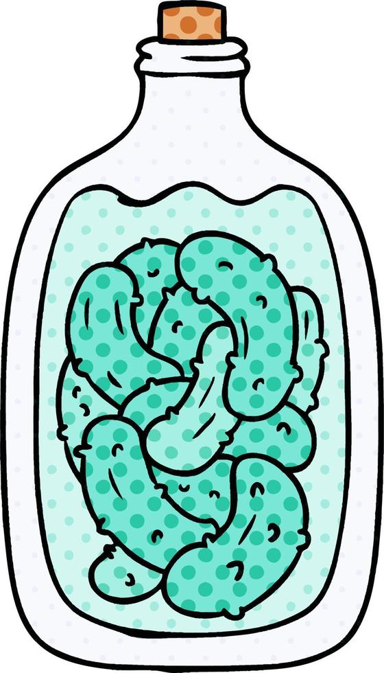 cartoon doodle jar of pickled gherkins vector