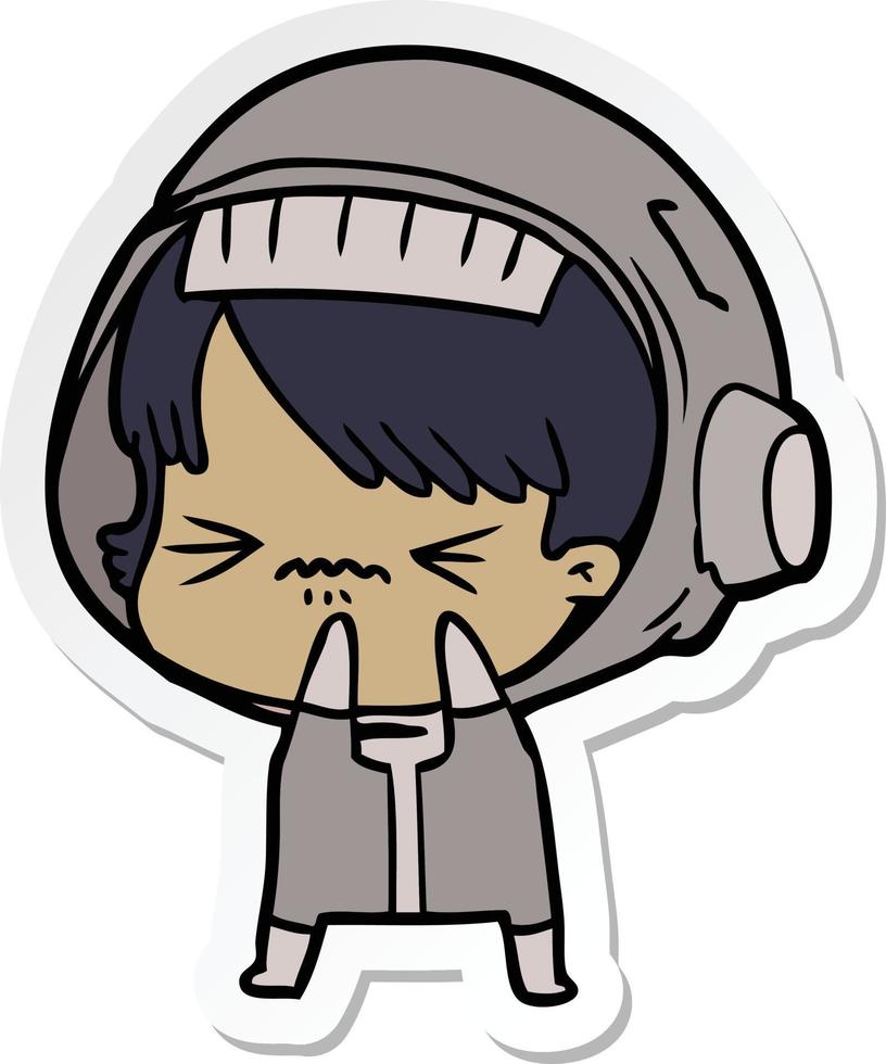 sticker of a angry cartoon space girl vector