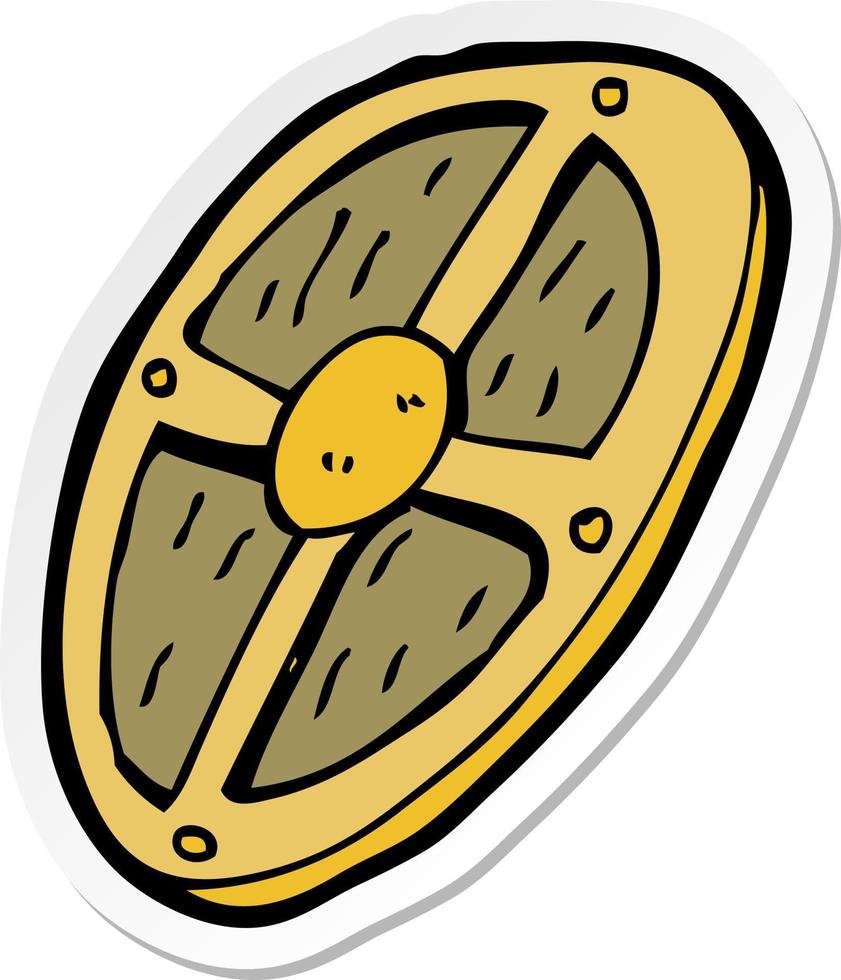 sticker of a cartoon shield vector