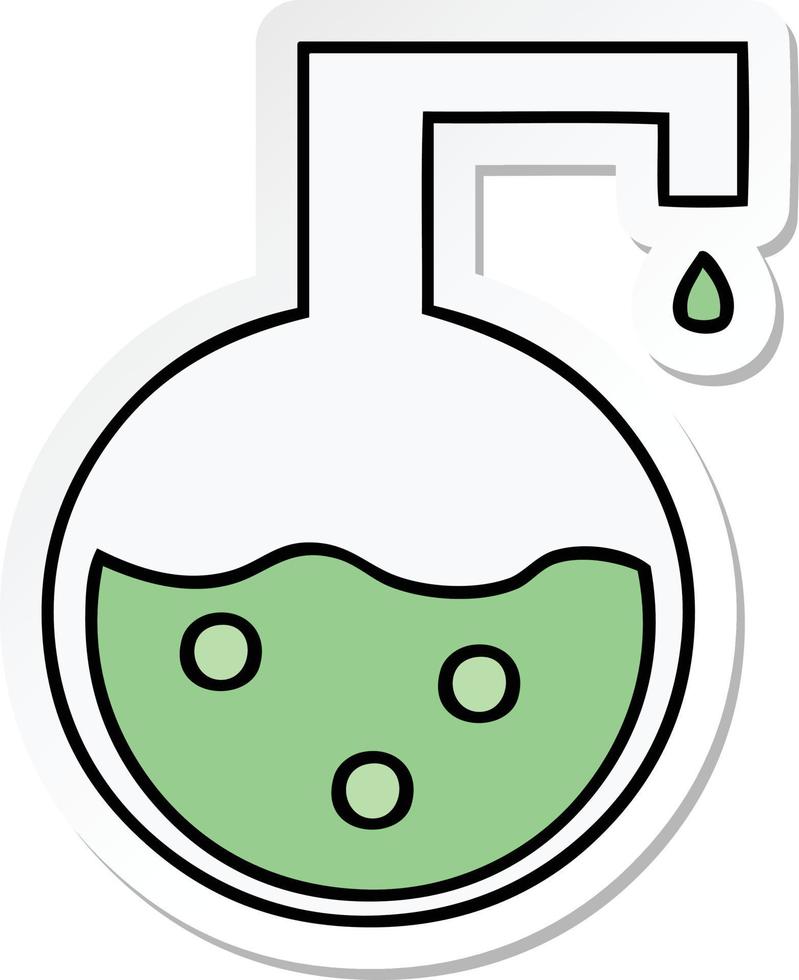 sticker of a cute cartoon science experiment vector