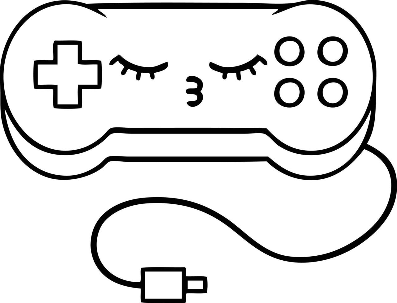 line drawing cartoon game controller vector