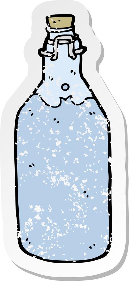 retro distressed sticker of a cartoon old style water bottle vector