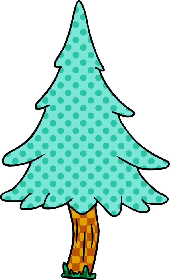 cartoon doodle of woodland pine trees vector