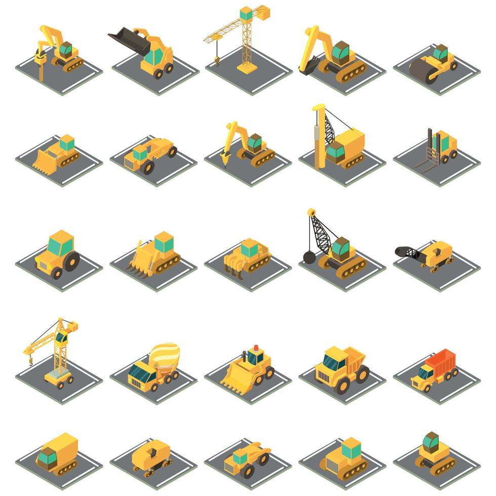 Engineering icons set, isometric style vector