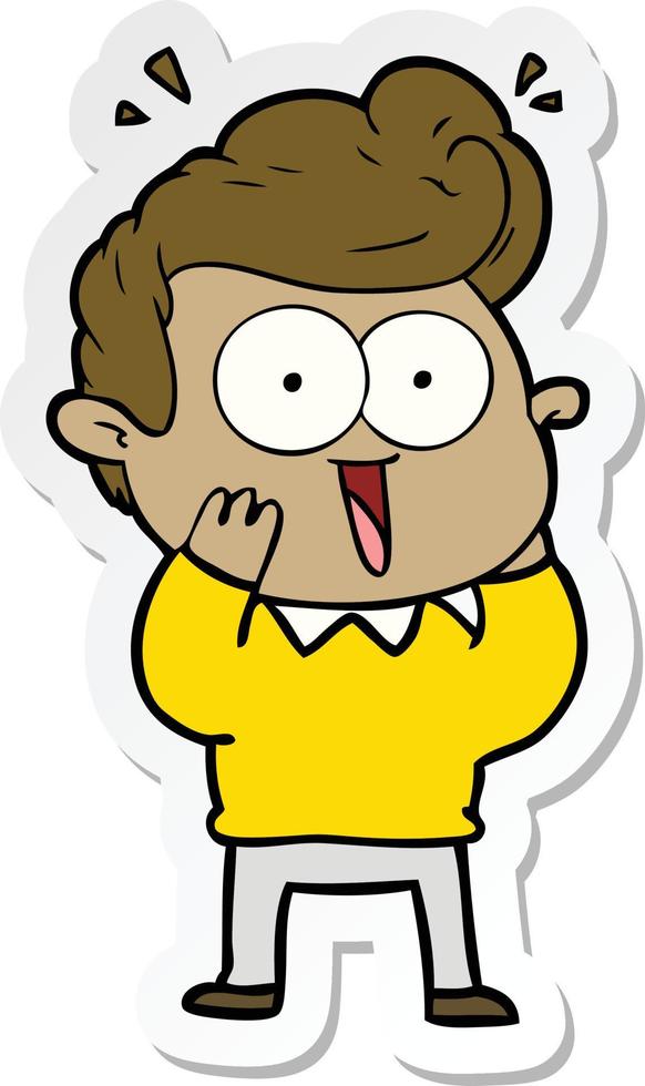 sticker of a cartoon excited man vector