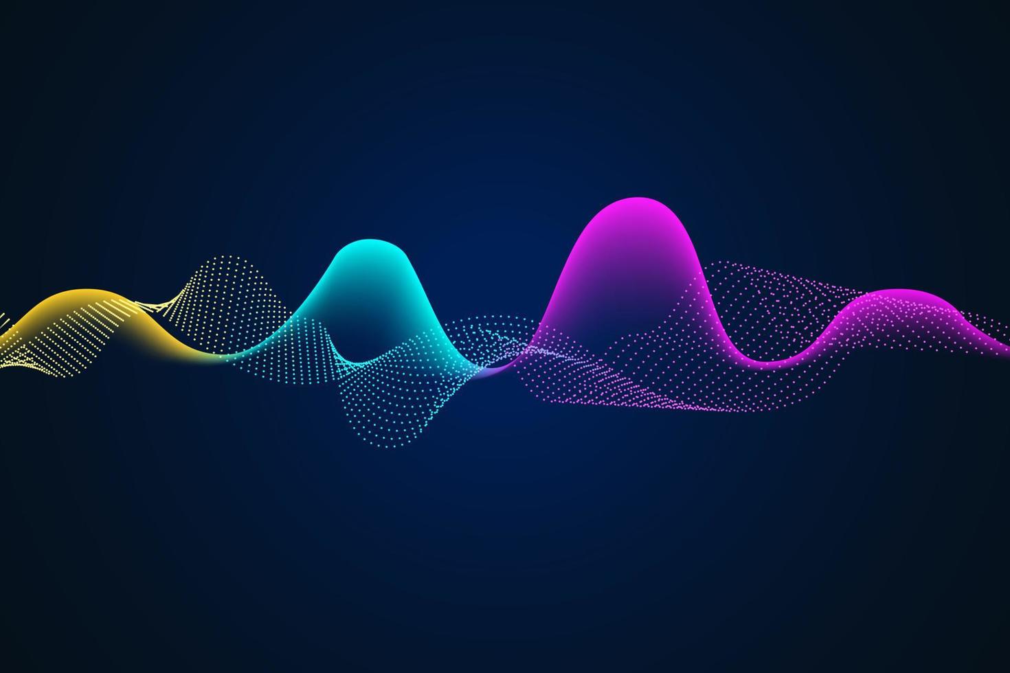 Sound wave illustration on a dark background. Abstract blue digital equalizer indicators. vector