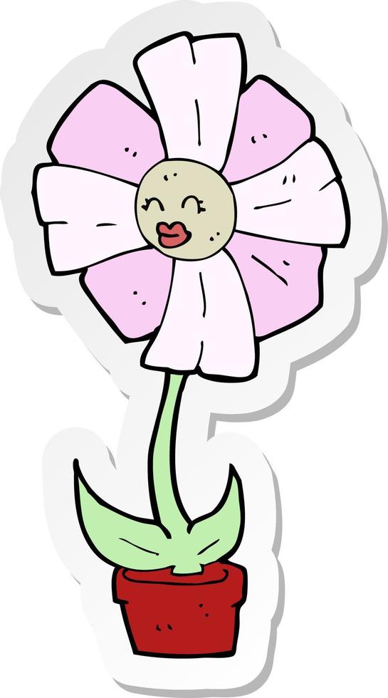 sticker of a cartoon flower vector