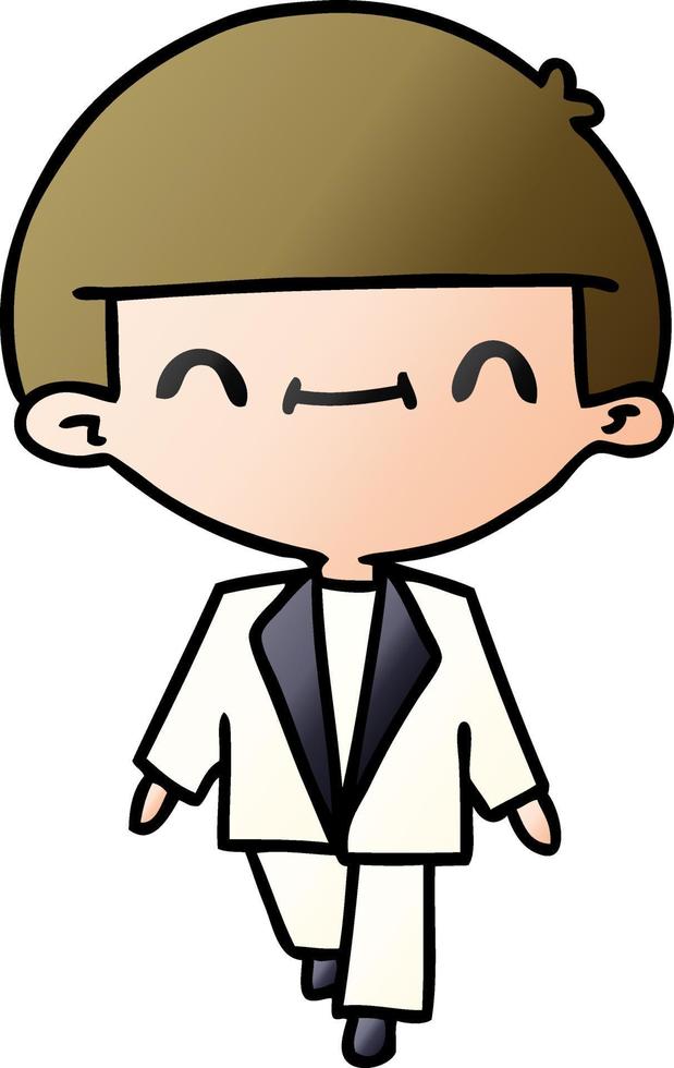gradient cartoon of cute kawaii boy in suit vector