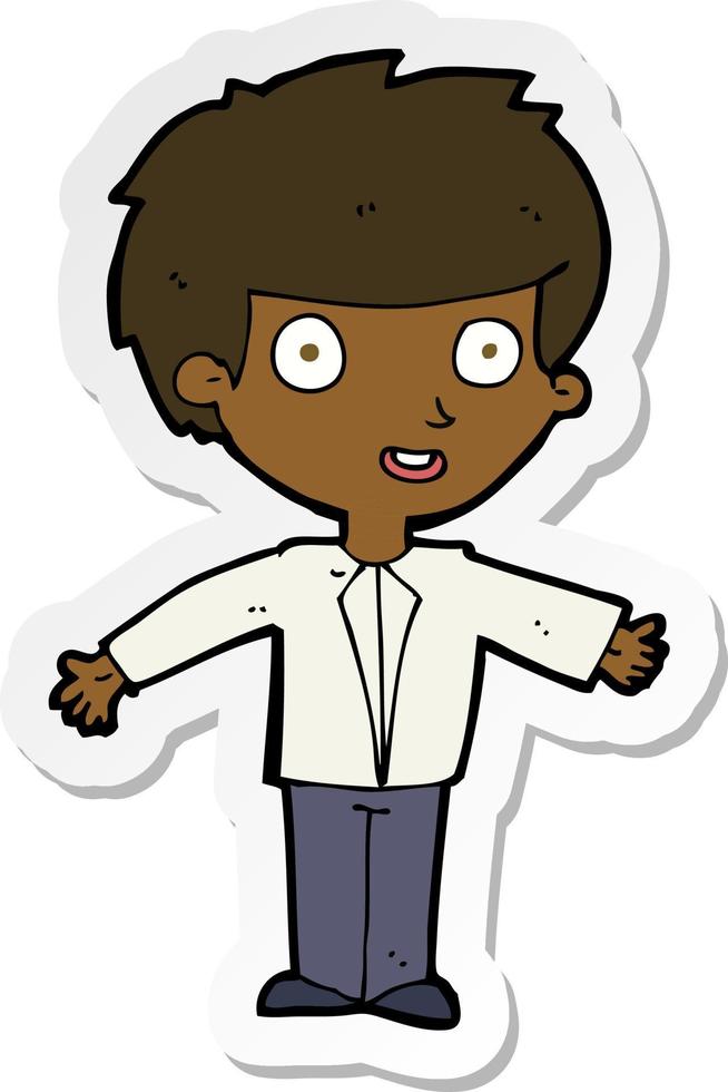 sticker of a cartoon happy boy vector