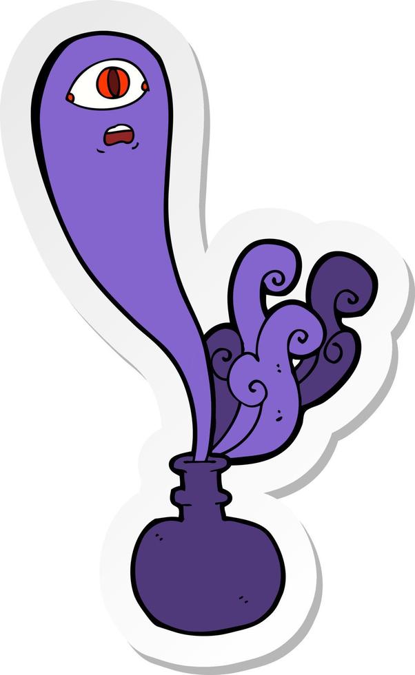 sticker of a cartoon halloween ghost in bottle vector