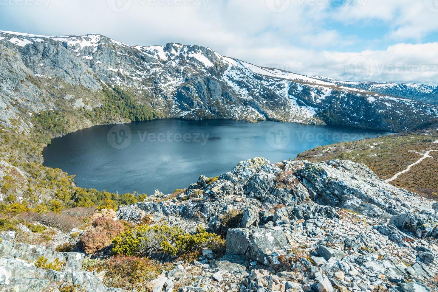 View of Crater lake in Cradle mountain the UNESCO world heritage sites in Tasmania state of Australia during the winter season. photo
