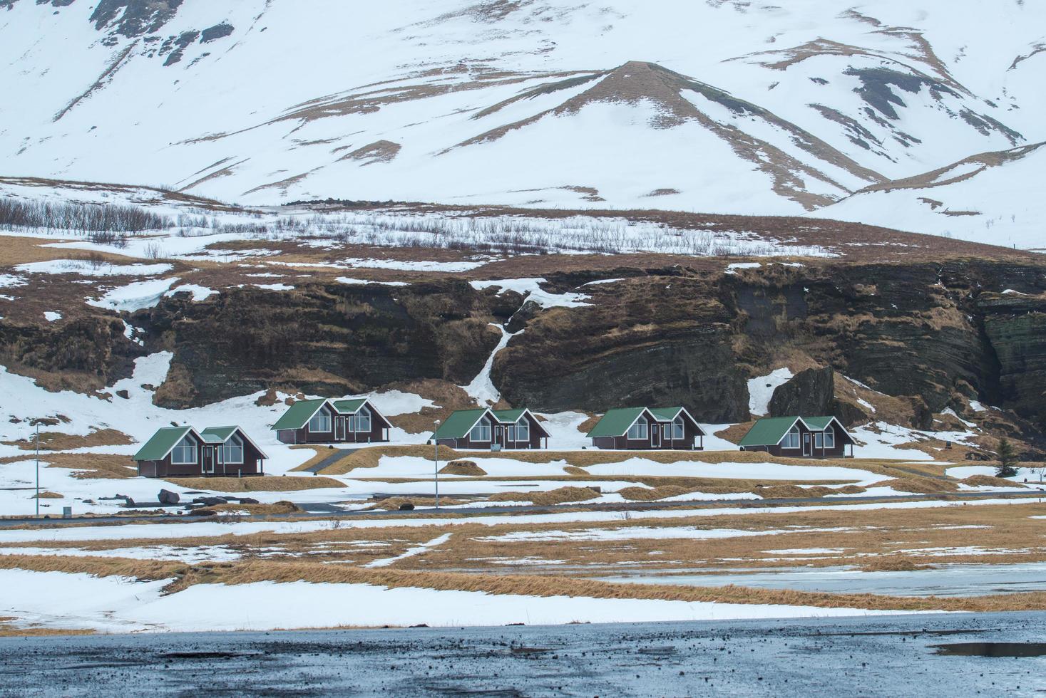 The small cottage in Vik town in Southern Iceland in winter season. photo