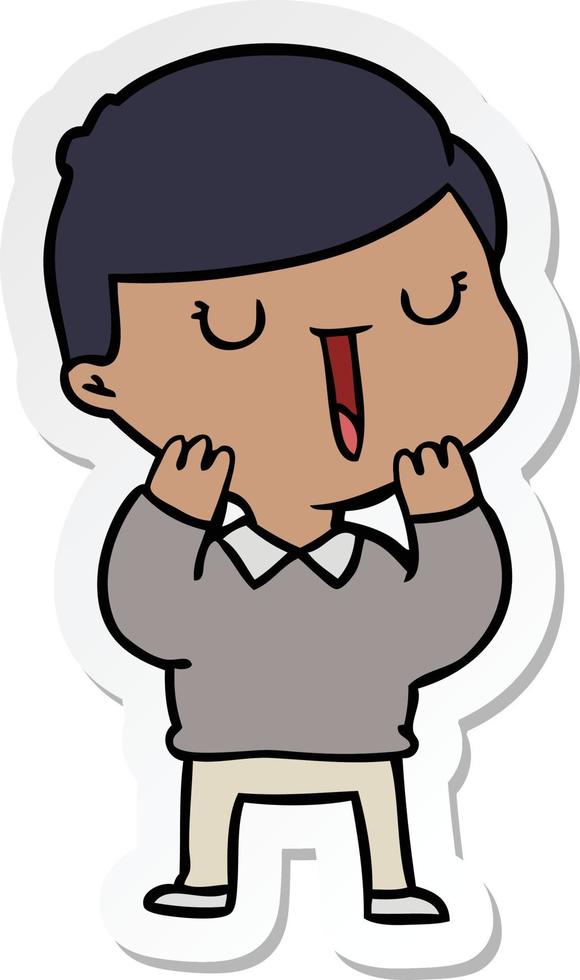 sticker of a cartoon happy boy vector