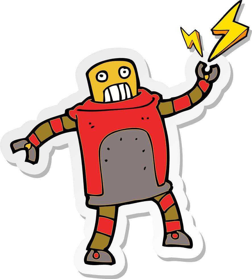 sticker of a cartoon robot vector