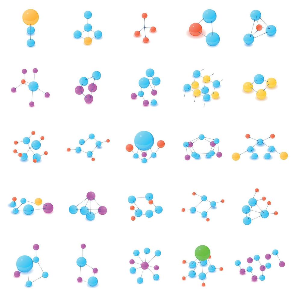 conjunto de iconos de elementos químicos, estilo isométrico vector