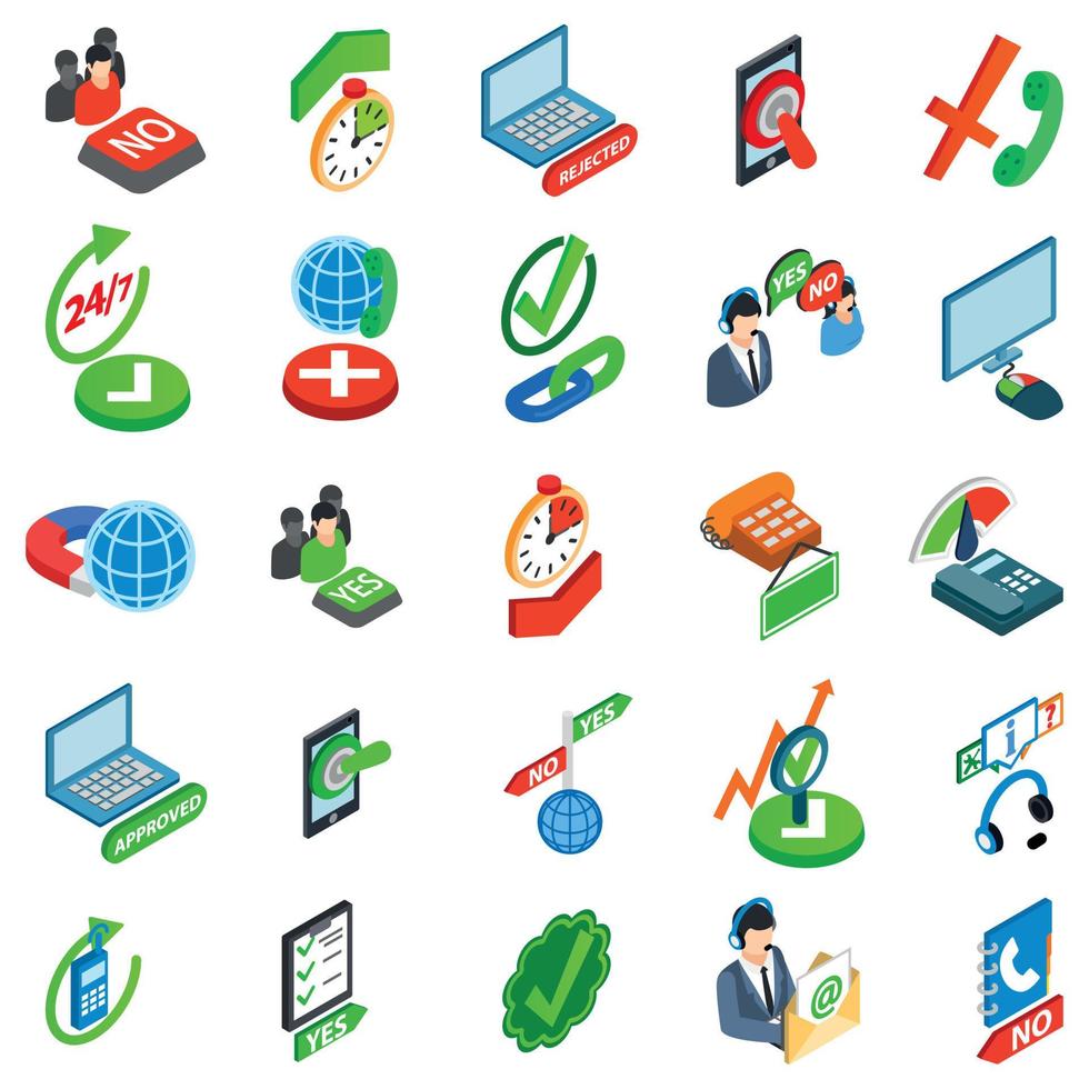 Consent icons set, isometric style vector