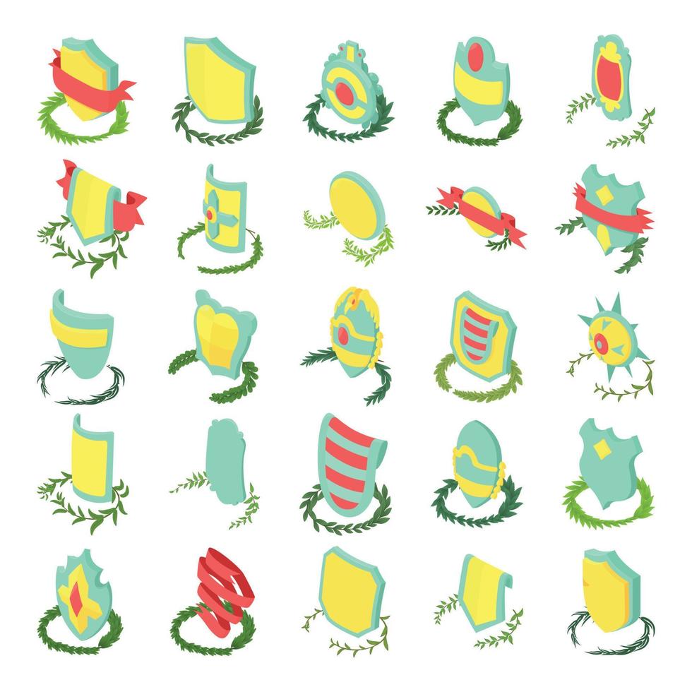 Victory icons set, isometric style vector