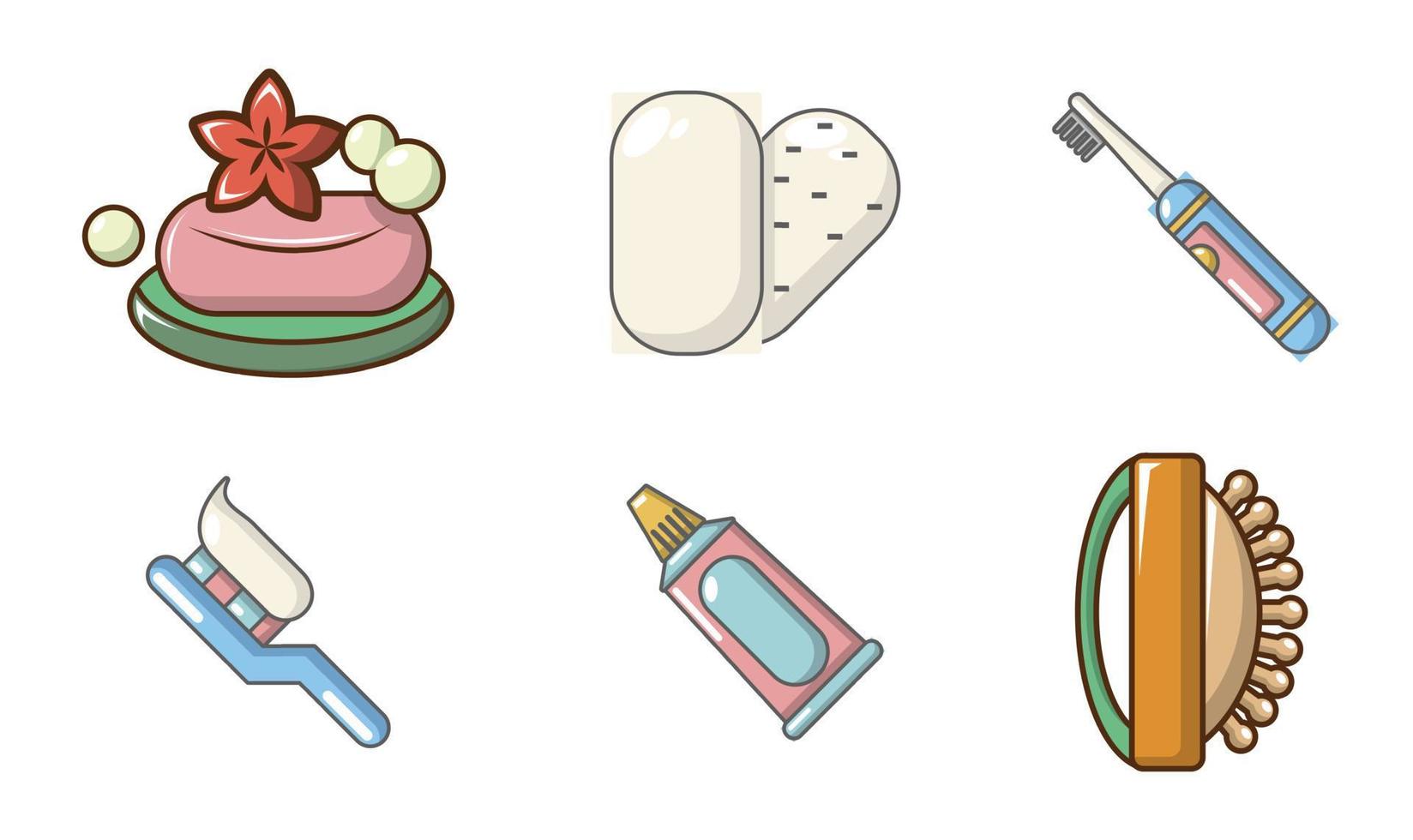 conjunto de iconos de higiene personal, estilo de dibujos animados vector