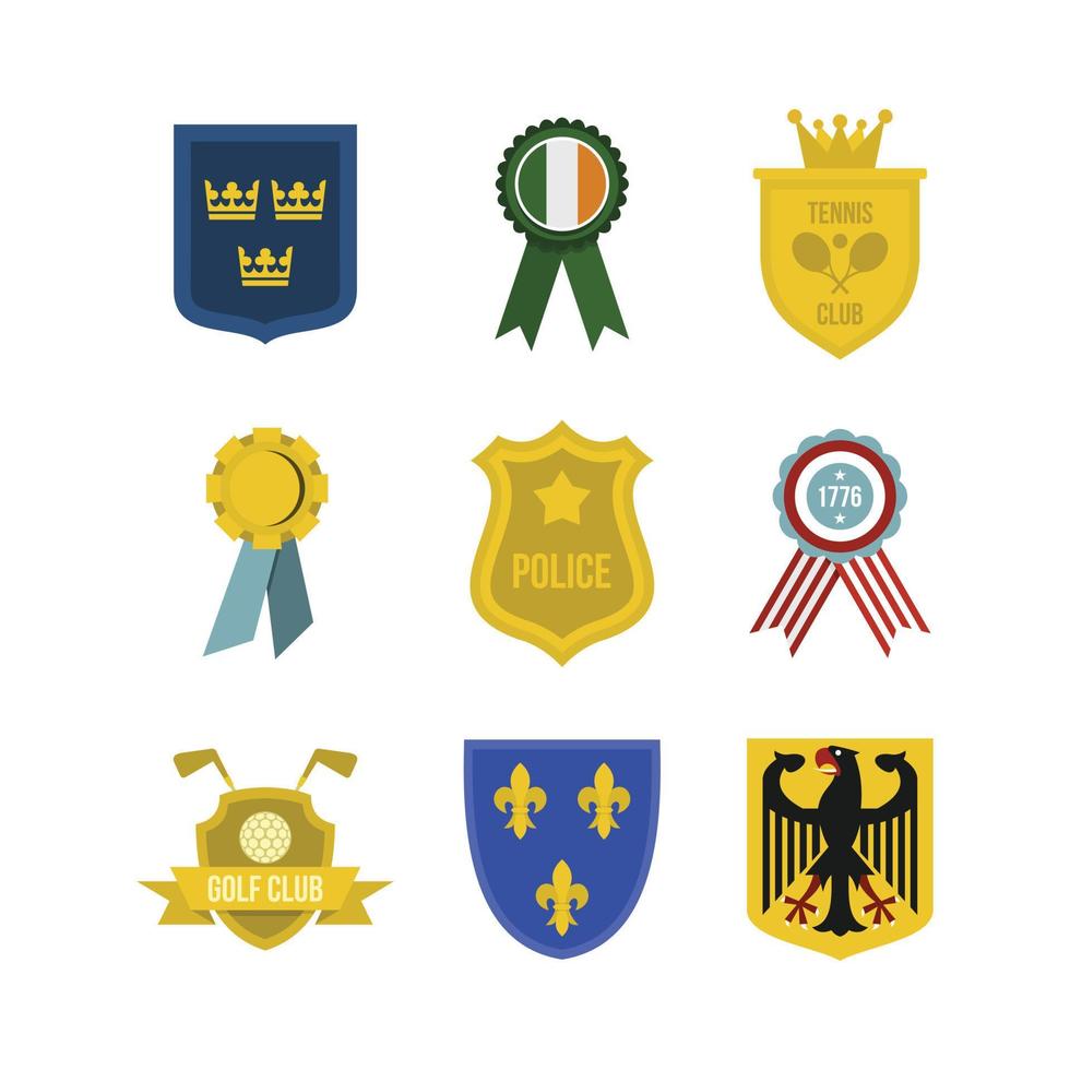 Emblem icon set, flat style vector
