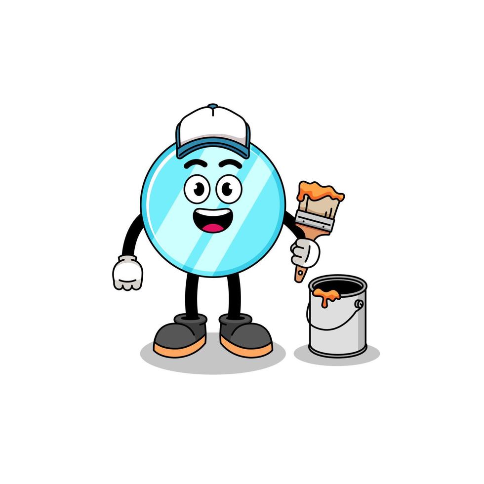 Character mascot of mirror as a painter vector
