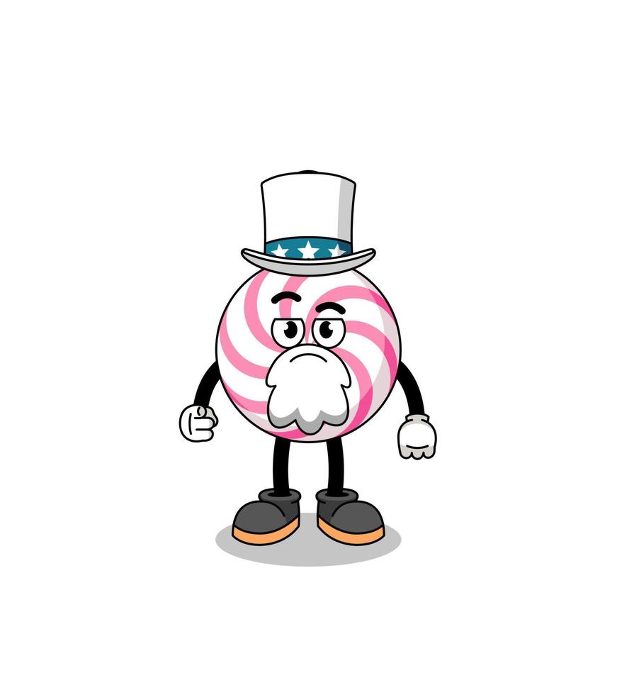 Illustration of lollipop spiral cartoon with i want you gesture vector