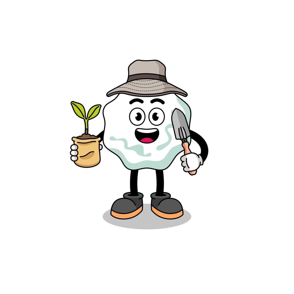 Illustration of chewing gum cartoon holding a plant seed vector