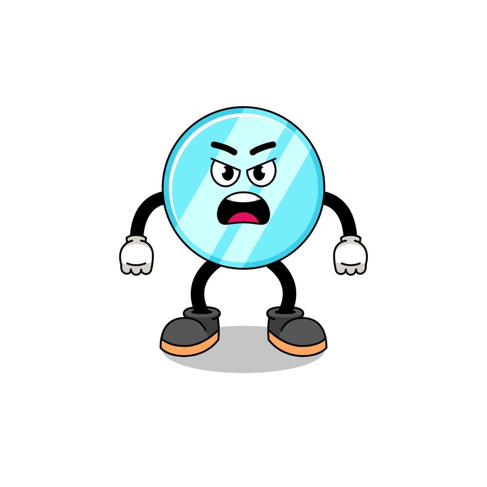 mirror cartoon illustration with angry expression vector