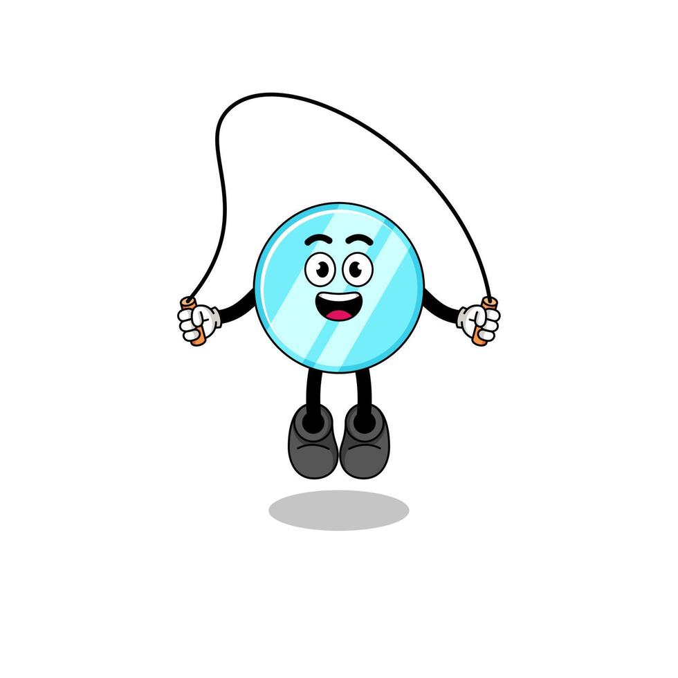 mirror mascot cartoon is playing skipping rope vector