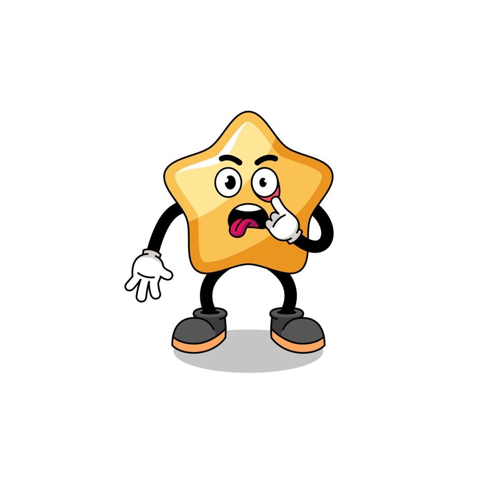 Character Illustration of star with tongue sticking out vector