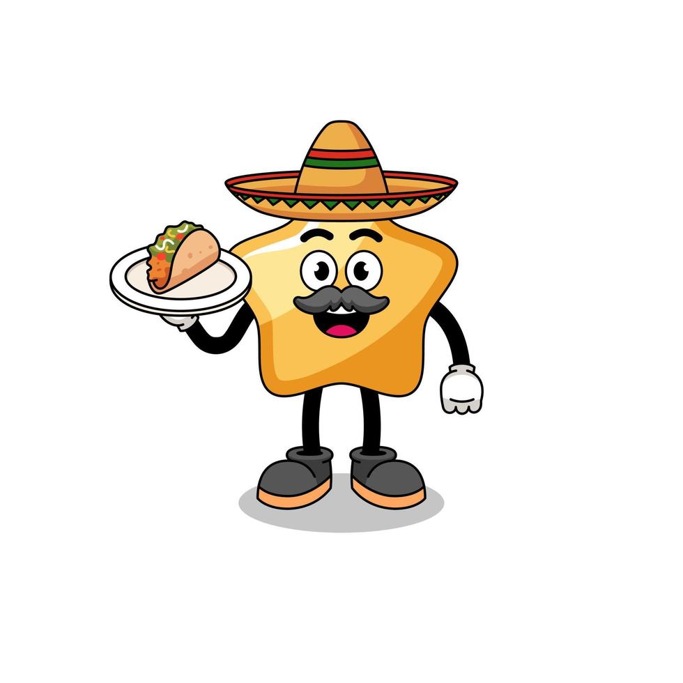 Character cartoon of star as a mexican chef vector