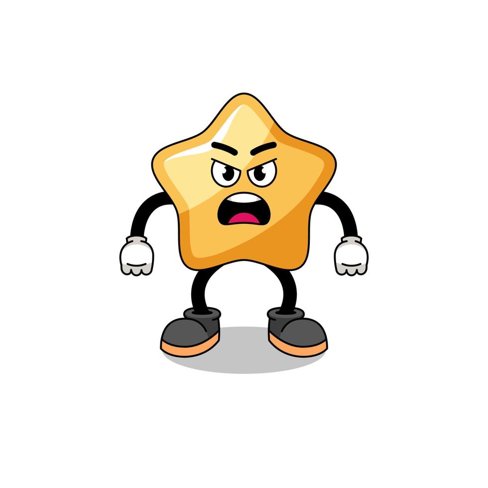 star cartoon illustration with angry expression vector