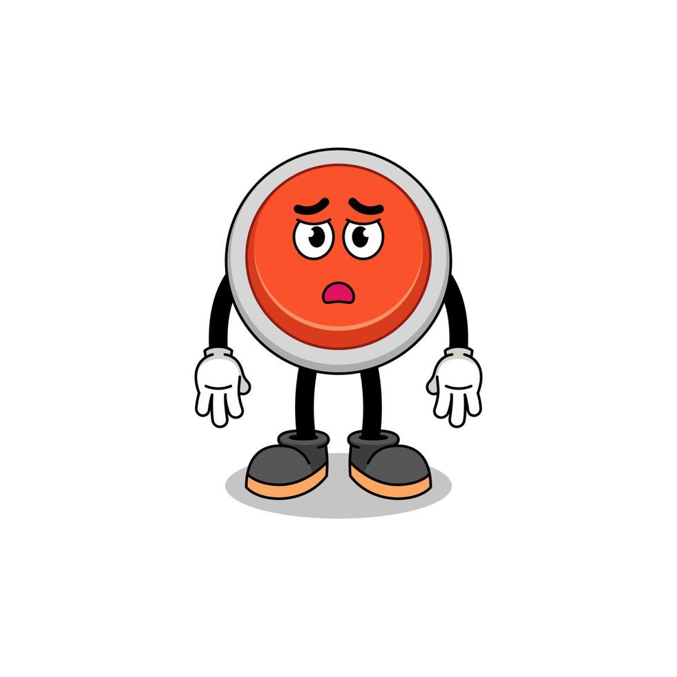 emergency button cartoon illustration with sad face vector