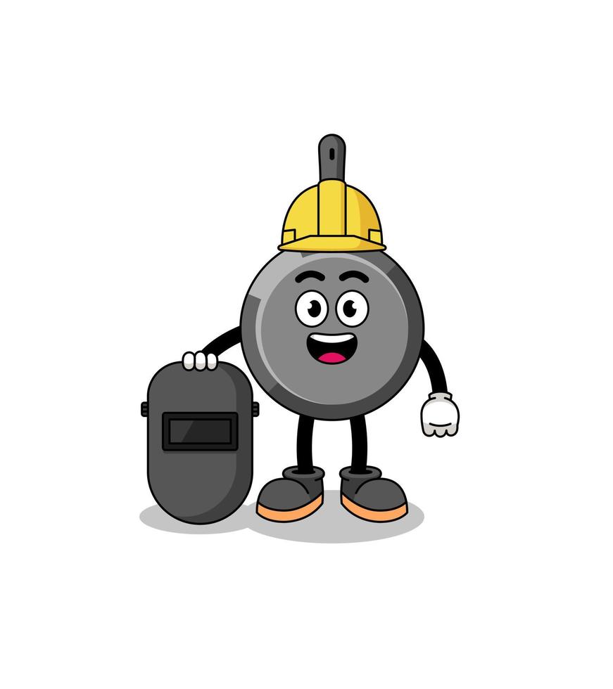 Mascot of frying pan as a welder vector