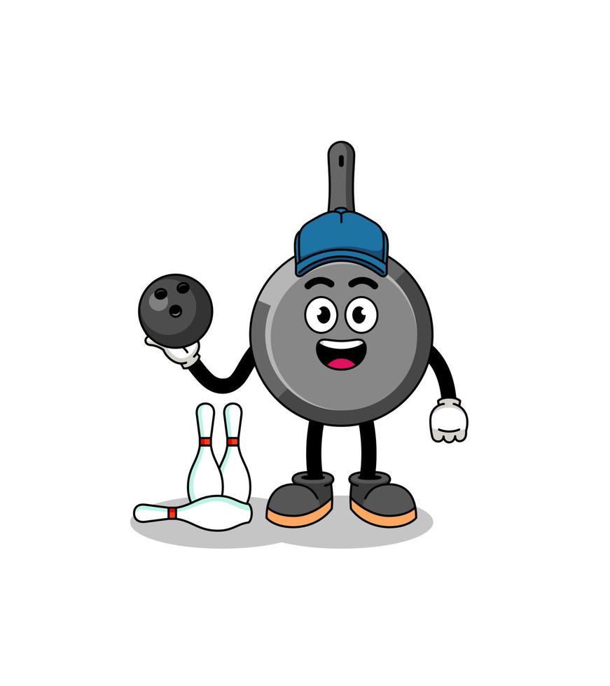 Mascot of frying pan as a bowling player vector