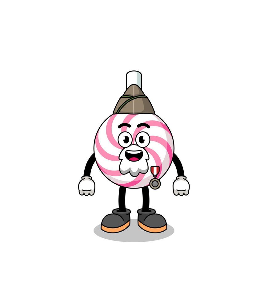 Character cartoon of lollipop spiral as a veteran vector