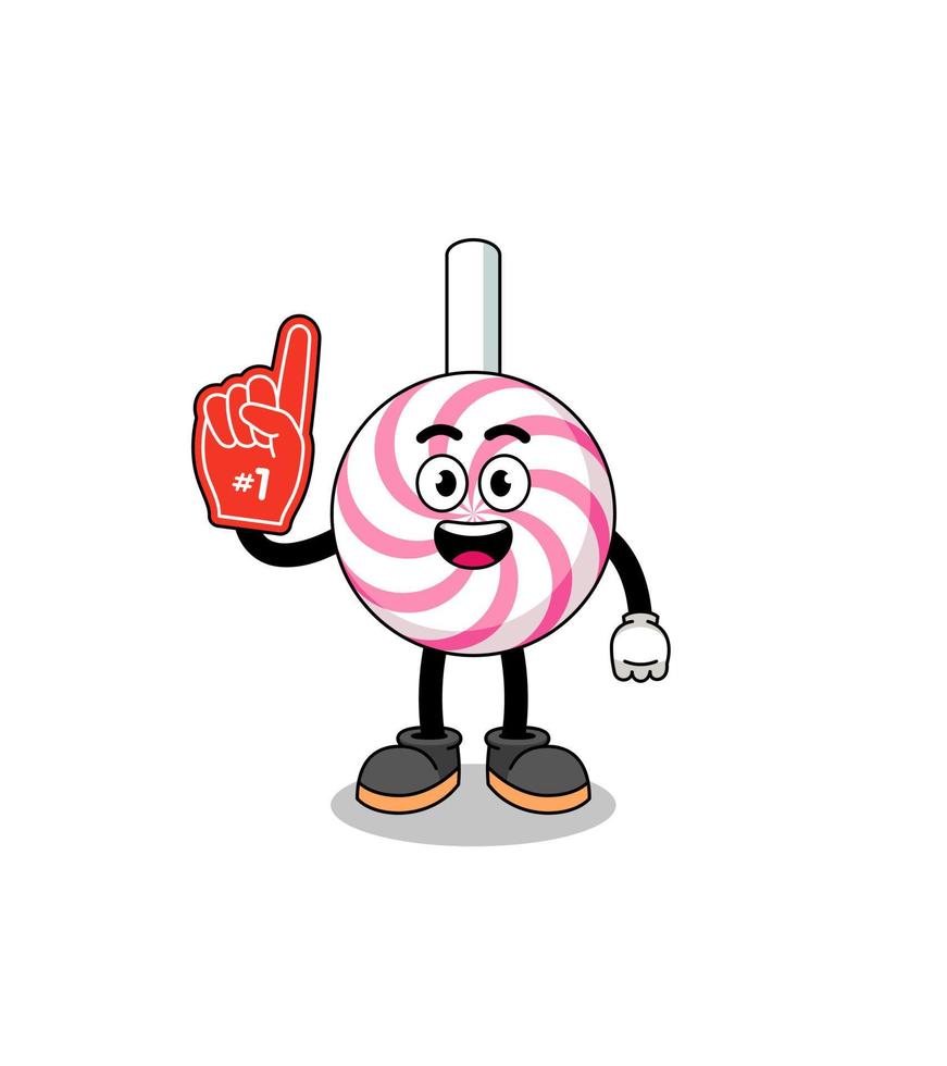 Cartoon mascot of lollipop spiral number 1 fans vector