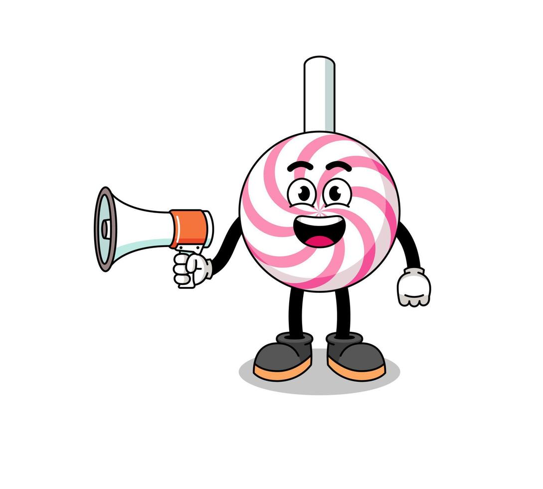 lollipop spiral cartoon illustration holding megaphone vector