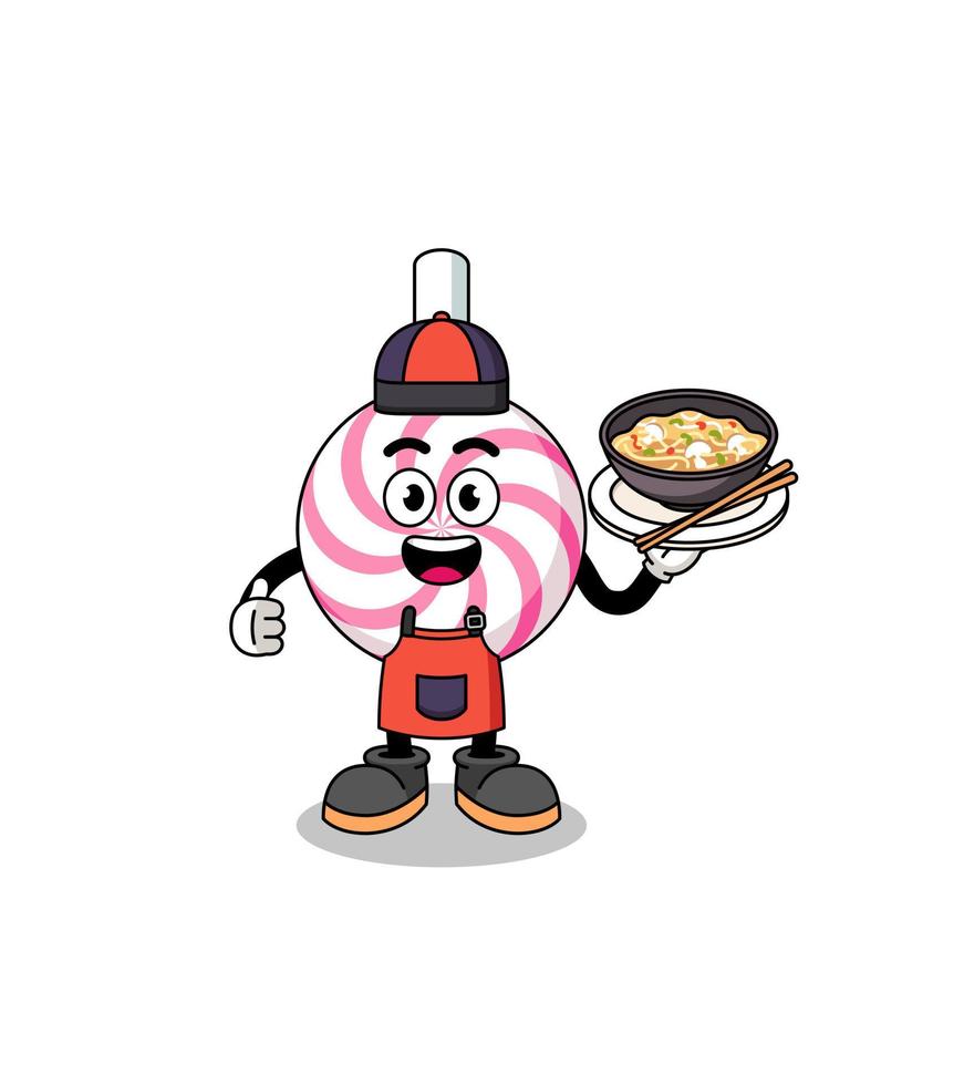 ilustración de espiral de piruleta como chef asiático vector