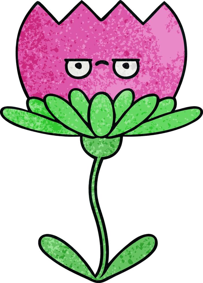 retro grunge texture cartoon flower vector